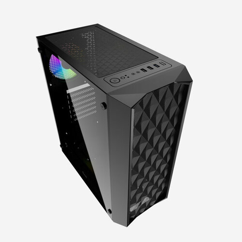 Корпус ATX Без БП Powercase Diamond Mesh LED, CMDM-L1, чёрный корпус powercase diamond mesh led atx tempered glass cmdm l1 black