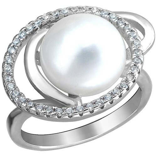 фото Эстет кольцо с жемчугом и фианитами из серебра с34к35sa317r, размер 18.5