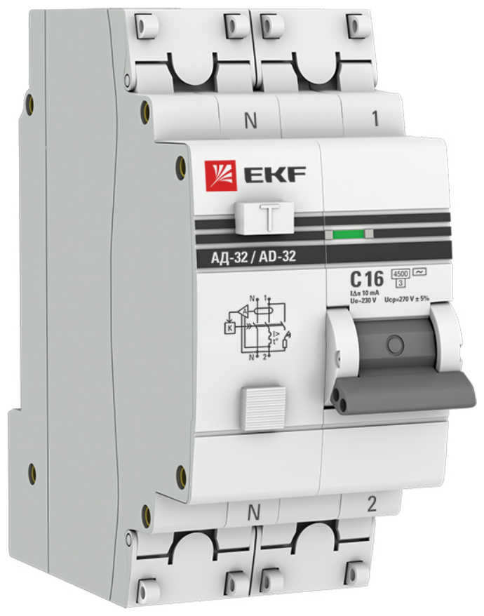 Дифференциальный автомат EKF АД-32 2П 10 мА C 4.5 кА AC электронный