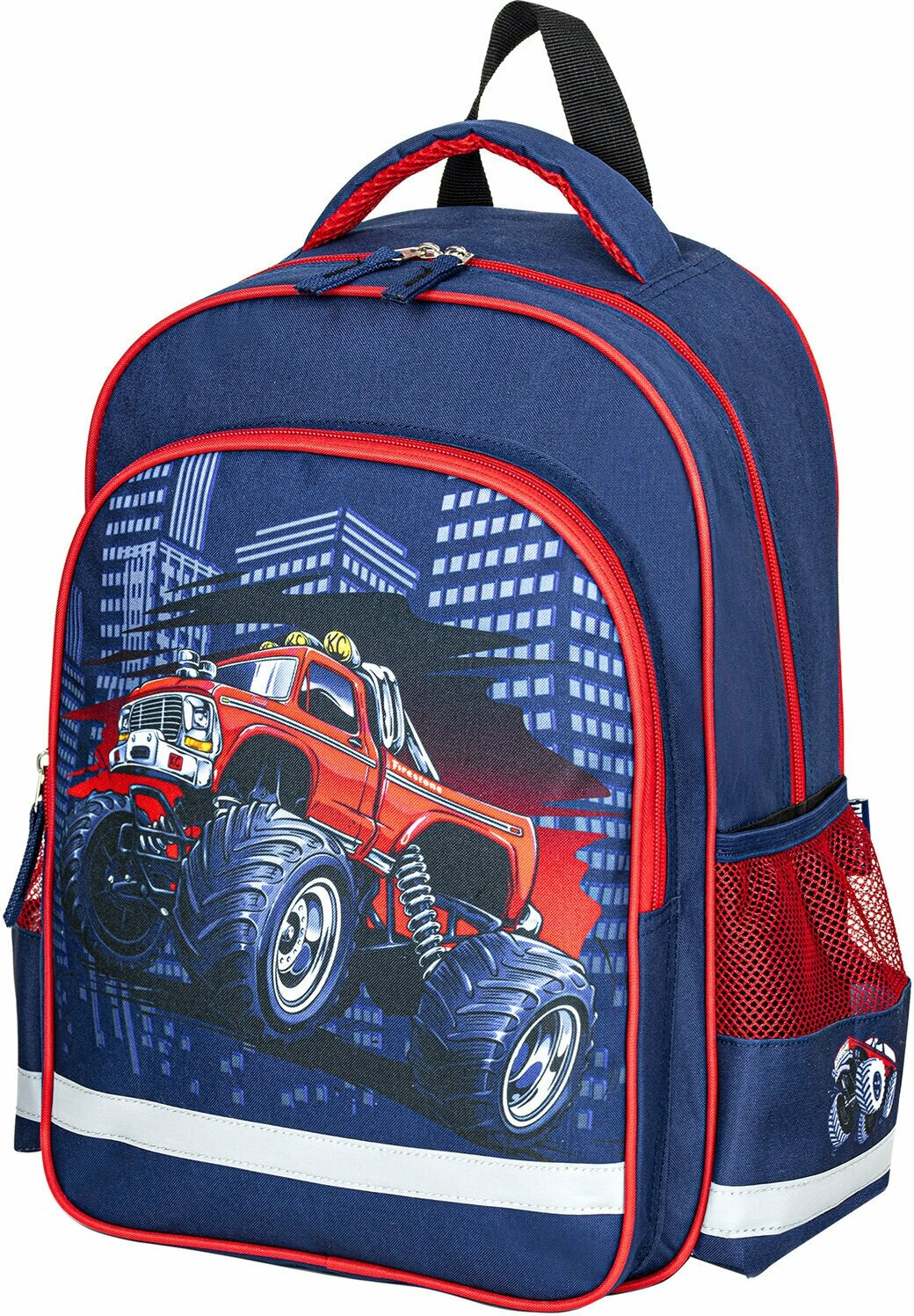 Рюкзак пифагор SCHOOL для начальной школы, "Monster car", 38x28х14 см, 270660