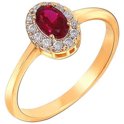 фото Эстет кольцо с гранатом и фианитами из серебра с позолотой 01к256899а-3, размер 18