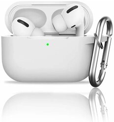 Чехол для наушников Apple AirPods Pro силиконовый с карабином, белый