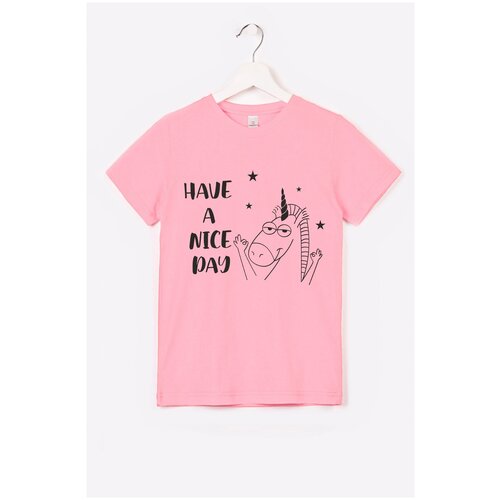 фото Hf66031d happyfox "161" футболка дев. 128_единорог.nice,розовый