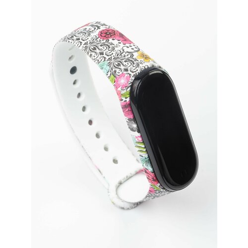 Ремешок для Xiaomi Mi Band 34 Белый с цветами и узорами 420₽