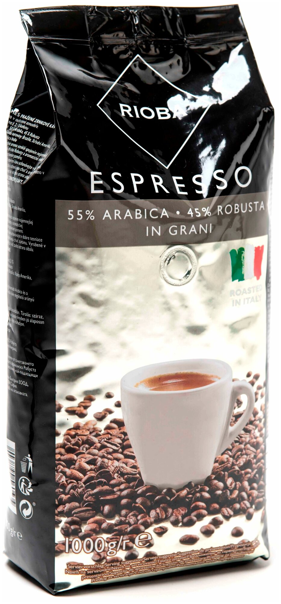 Кофе в зернах RIOBA Silver 55% арабика и 45% робуста 1кг. - фотография № 1