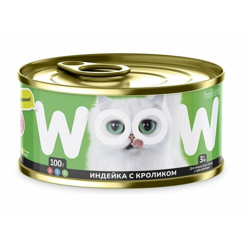 WOOW консервы для кошек Индейка с кроликом филе в желе 100гр*6шт