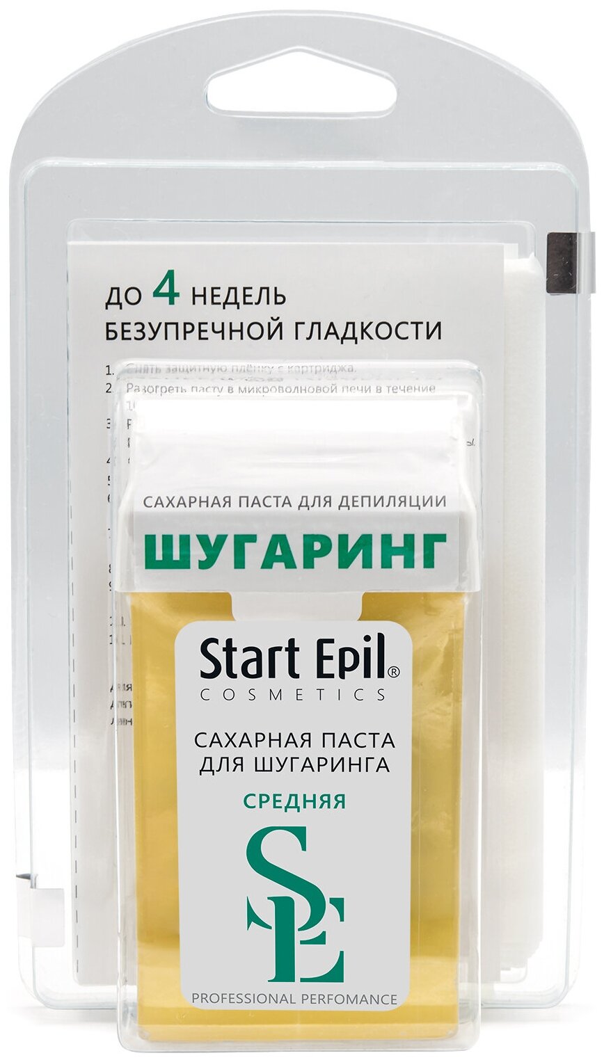 Aravia Professional Start Epil - Набор для шугаринга, сахарная паста в картридже Средняя 100 г и полоски для депиляции