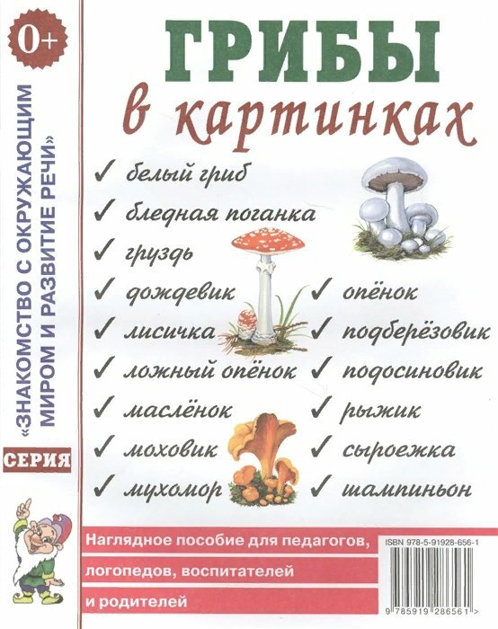 Набор обучающих карточек Гном и Д Знакомство с Окружающим Миром. Грибы в картинках. 2022 год