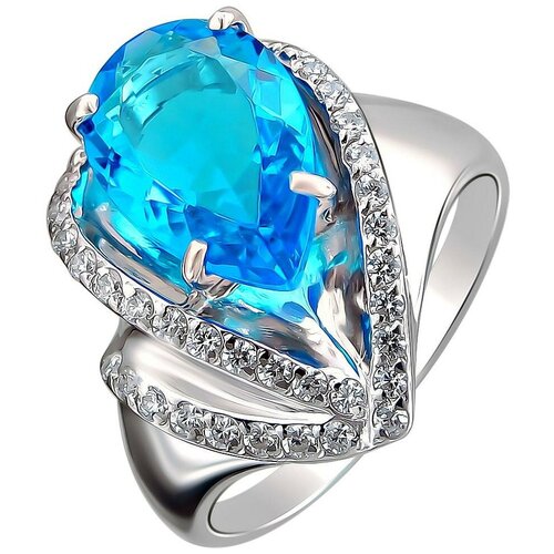 фото Эстет кольцо с кристаллом swarovski и фианитами из серебра с22к250130, размер 17