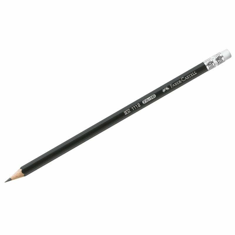 Карандаш чертежный ч/г Faber-Castell "1112" HB, с ластиком, заточен.