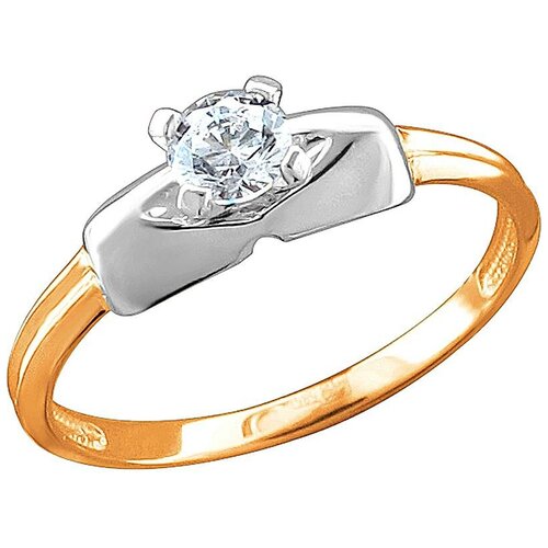 фото Эстет кольцо с 1 фианитом из красного золота 01к1113168р, размер 18