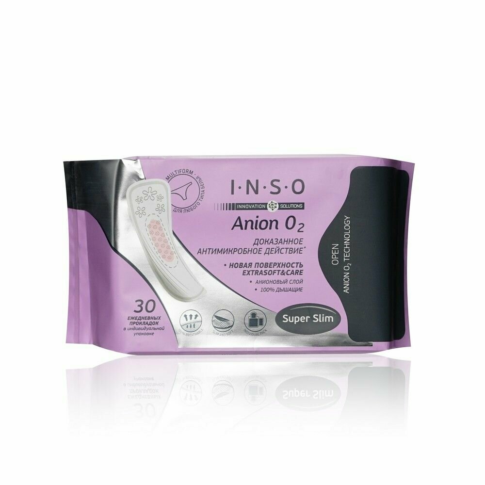 Женские прокладки гигиенические ежедневные INSO Anion O2 Multiform с анионовым слоем 30 штук