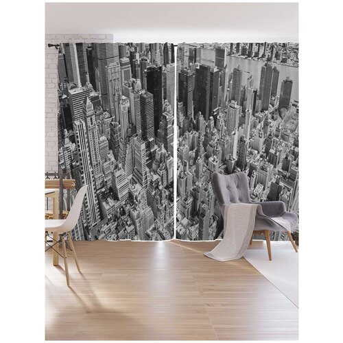фото Шторы под лён ambesonne "городские небоскрёбы", серия oxford delux, 340х265 см joyarty