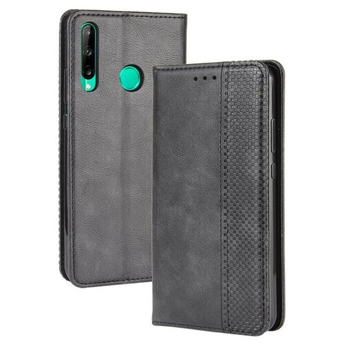 фото Чехол-книжка mypads для huawei p40 lite e / huawei y7p / honor play 3 / enjoy 10 из качественной импортной кожи прошитый элегантной прострочкой ретро черный с магнитной крышкой