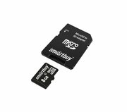 Micro SDHC карта памяти Smartbuy 8GB Сlass 10 (с адаптером SD) (SB8GBSDCL10-01)