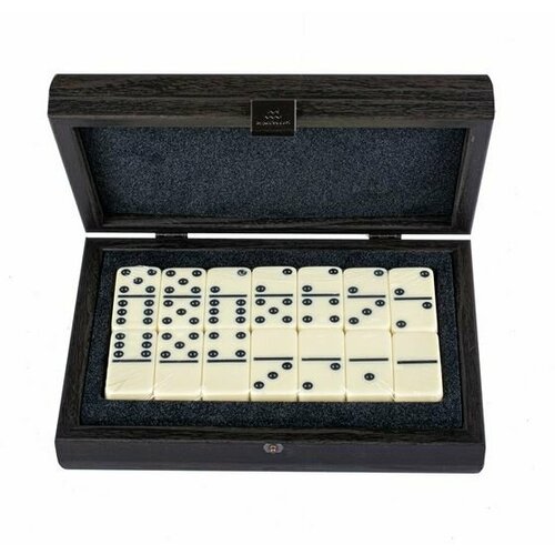 Домино Manopoulos темно-серый, крокодил, эко-кожа, деревянный ящик 24x17см