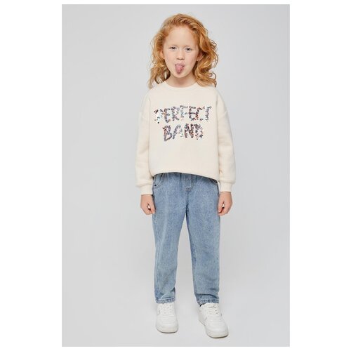 фото Толстовка с разноцветными пайетками 0812040420 бежевый 104 sela