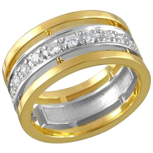 фото Эстет кольцо с 11 фианитами из комбинированного золота 01о160301ж, размер 16.5