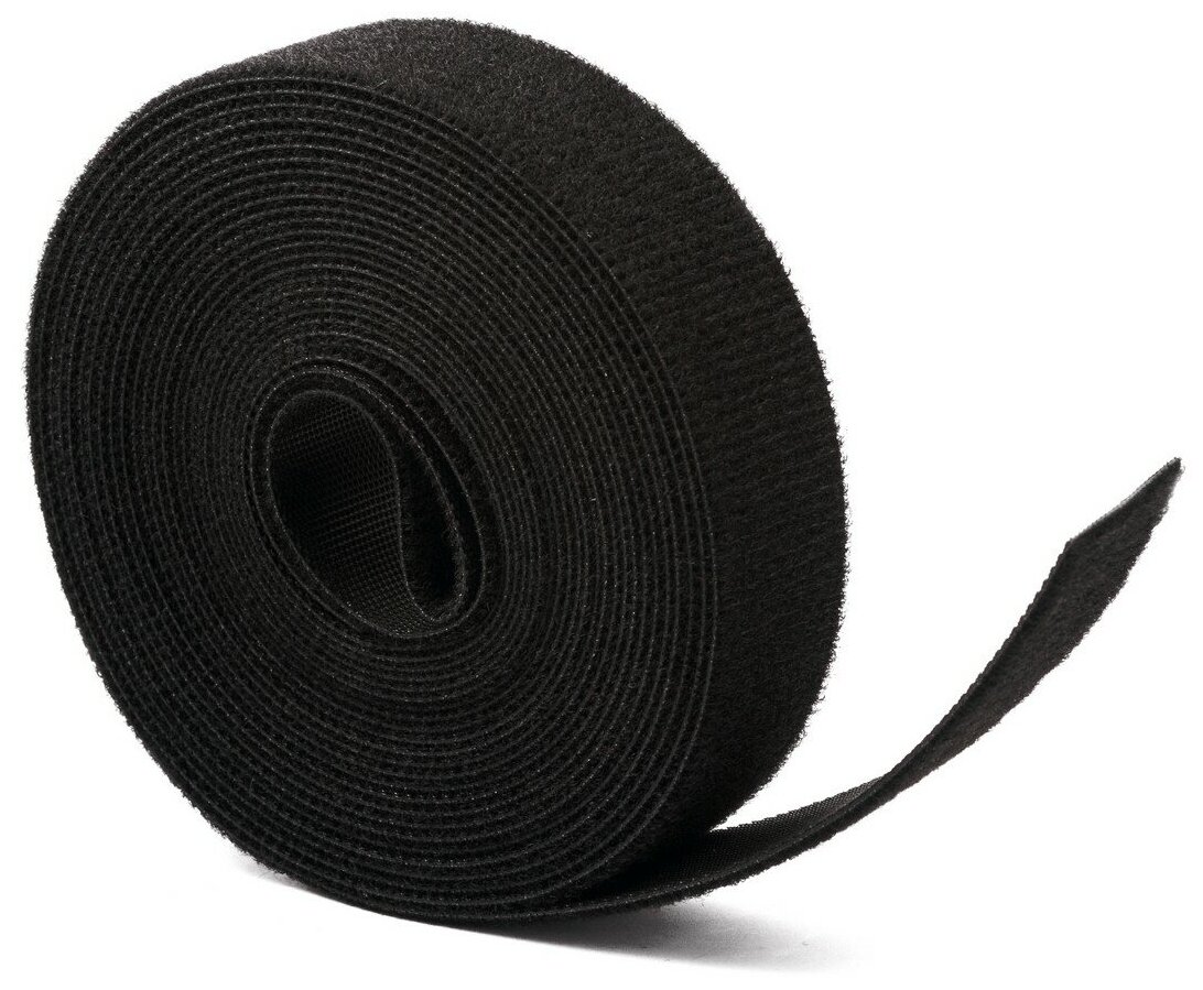 Многоразовая нейлоновая лента-липучка Forceberg HOME&DIY 25 мм для стяжки и подвязки, черная, 5 м - фотография № 1
