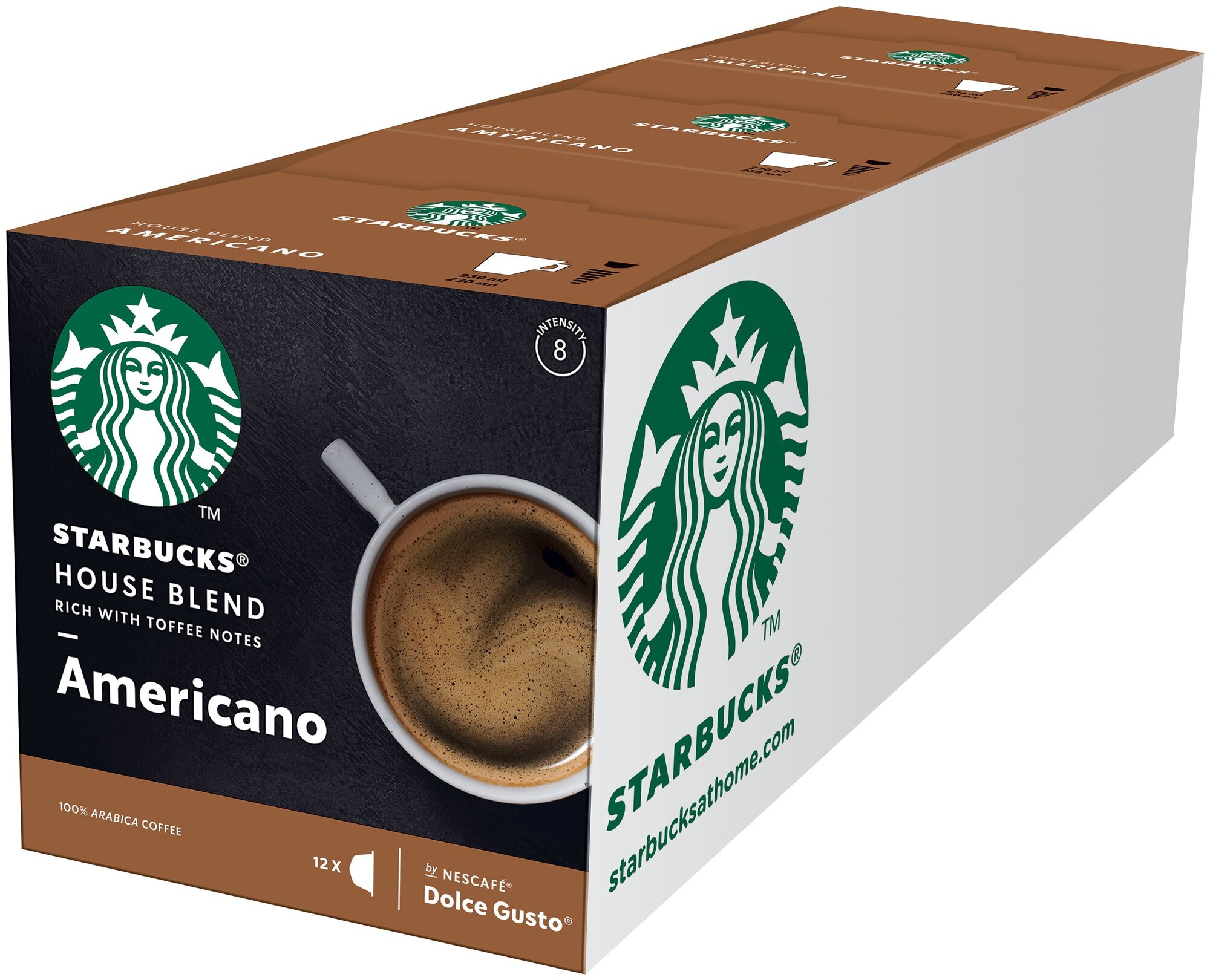 Кофе в капсулах Starbucks House Blend Americano для Nescafe Dolce Gusto, 12 кап. в уп., 3 уп. (36 капсул) - фотография № 3