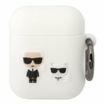 Karl Lagerfed Чехол Lagerfeld Silicone case with ring Karl & Choupette для Airpods 1/2, белый - изображение