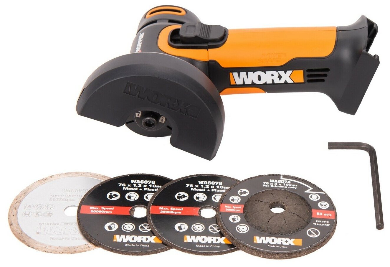 Угловая шлифмашина (болгарка) WORX WX801.9 20V 76мм аккумуляторная без батареи и зарядки - фотография № 20