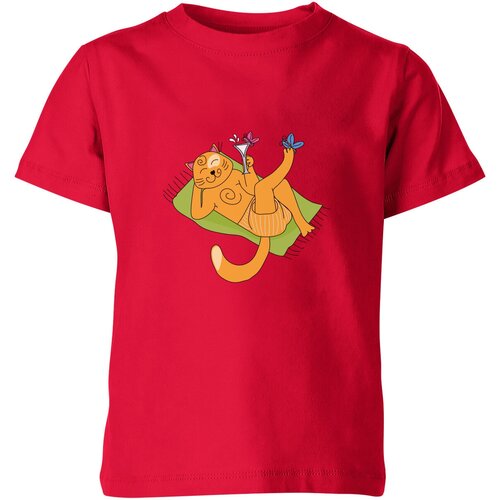 Футболка Us Basic, размер 12, красный мужская футболка кот в тельняшке с молочным коктейлем l серый меланж
