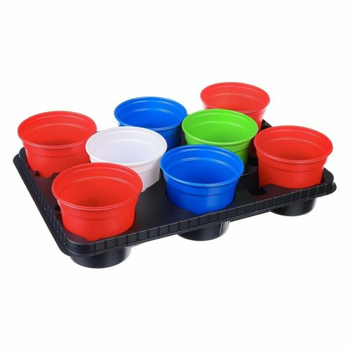 Комплект горшки 8штподдон d11см круглые цветные 399₽