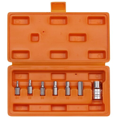 фото Набор бит вставок шестигранных 3/8" 30мм с держателем бит 1/2" dr 7 предметов в кейсе (at-b-36) airline