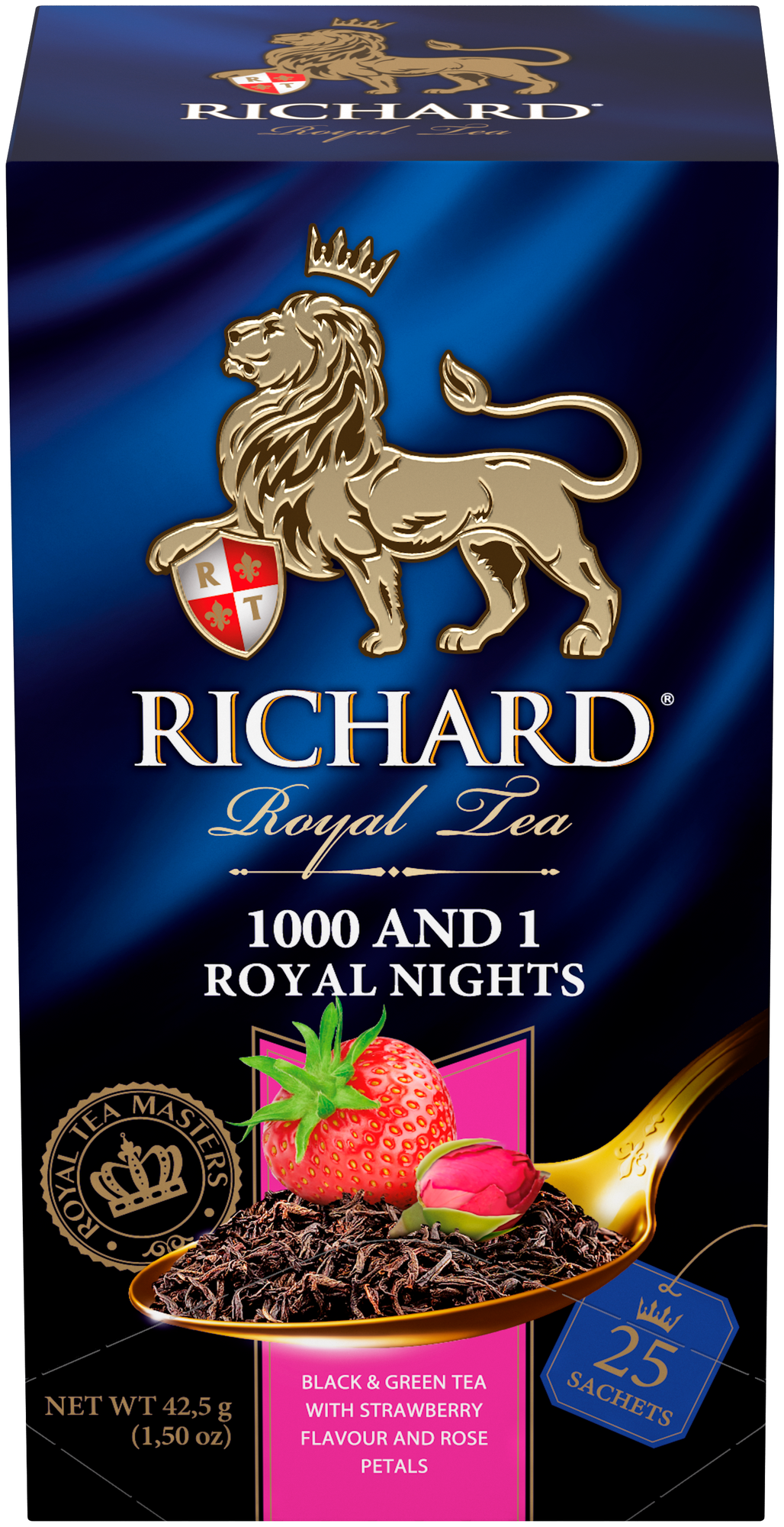Чай RICHARD 1000 AND 1 ROYAL NIGHTS, черный и зеленый чай со вкусом клубники и винограда, 25 сашетов - фотография № 1