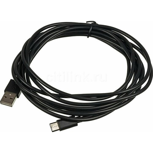 Кабель USB Type-C (m) - USB (m), 3м, 2A, черный кабель 2a smooth connector usb m micro usb m 0 75м черный