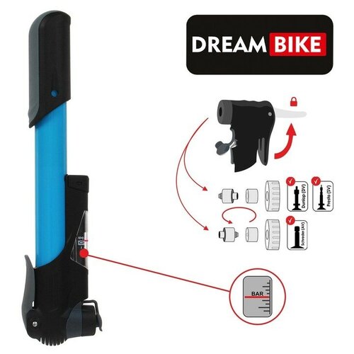 Насос ручной Dream Bike, с манометром, цвет синий 5259608