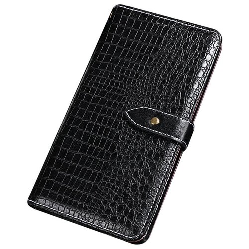 фото Чехол-книжка mypads для xiaomi redmi 9c с фактурной прошивкой рельефа кожи крокодила с застежкой и визитницей черный