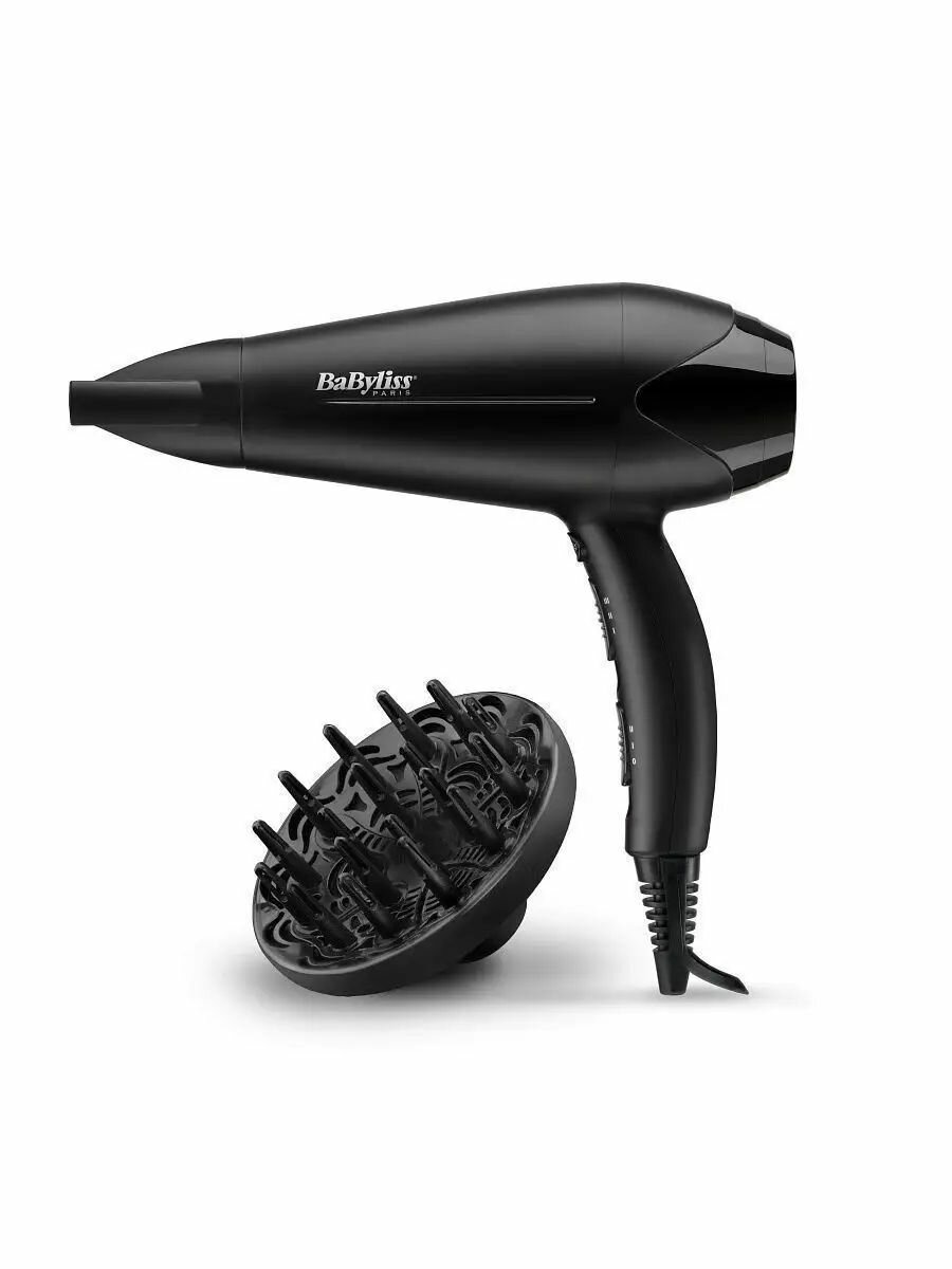 Фен для волос Babyliss D563DE, 2100 Вт, 3 температурных режима / 2 режима скорости, холодный воздух, диффузор, концентратор, черный