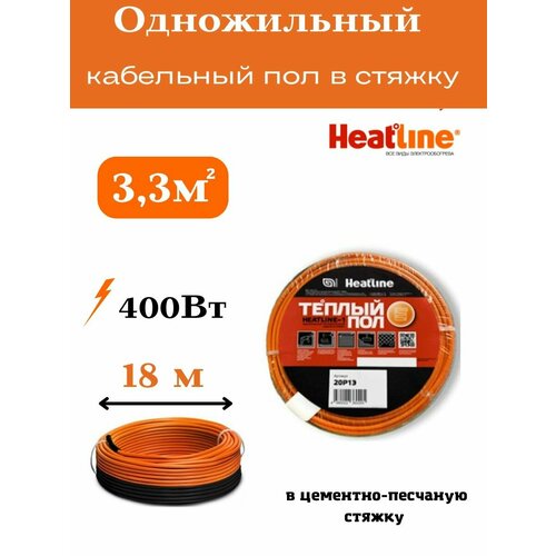 Теплый пол Хитлайн 20Р1Э одножильный кабель теплый пол heatline 28 метров