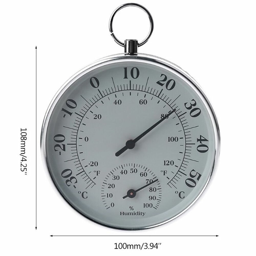 Термометр гигрометр механический TH 9100 SC цвет серебристый