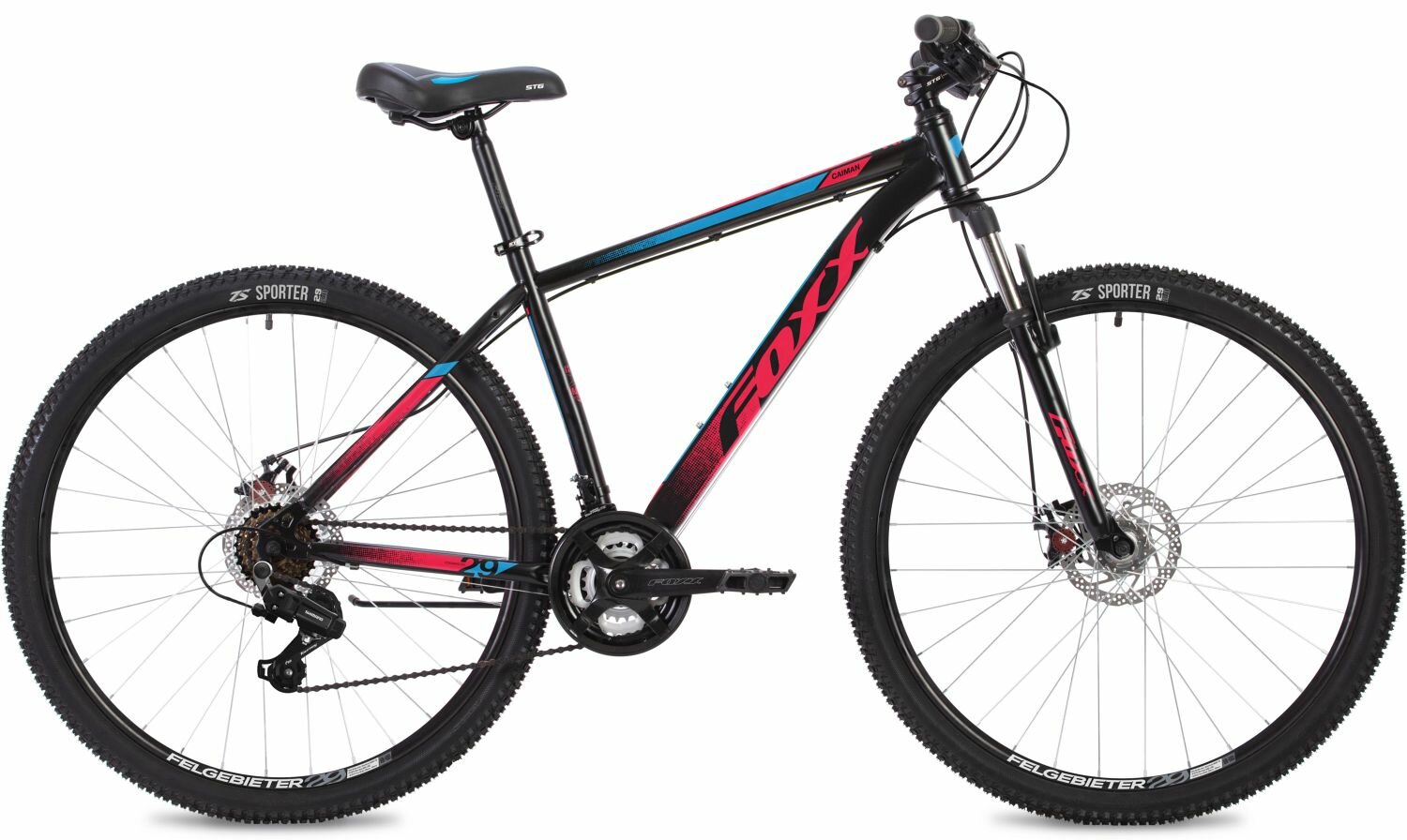 Велосипед Foxx Caiman 29" (2024) (Велосипед FOXX 29" CAIMAN черный, сталь, размер 18")