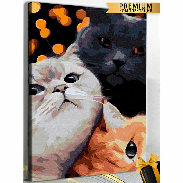 Картина по номерам "Три кота" холст на подрамнике, 40 x 60 см