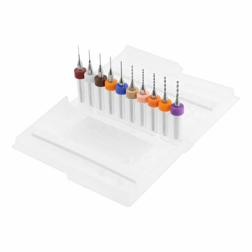 Набор сверл для ЧПУ печатных плат тундра карбид вольфрама 03 - 12 мм 32 мм 10 шт 887₽