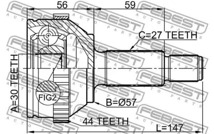 FEBEST 2110MONA44 Шрус наружный 30x57x27
