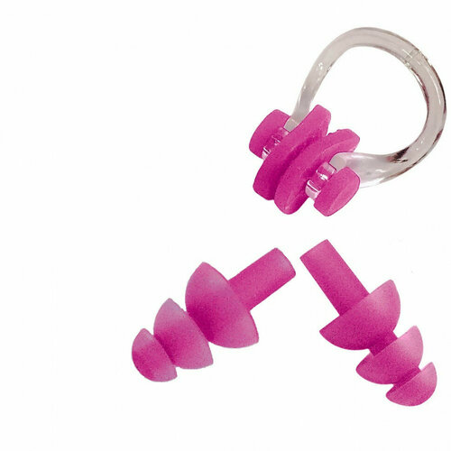 Набор для плавания E36868-2 беруши и зажим для носа, розовый набор для плавания в zip lock беруши и зажим для носа бирюзовый спортекс e36868 5