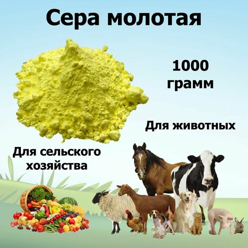 Сера молотая для сельского хозяйства и животных, 1 кг сера молотая фасовка 4 кг сорт 9990 природная гост 127 4 93 химмаркет