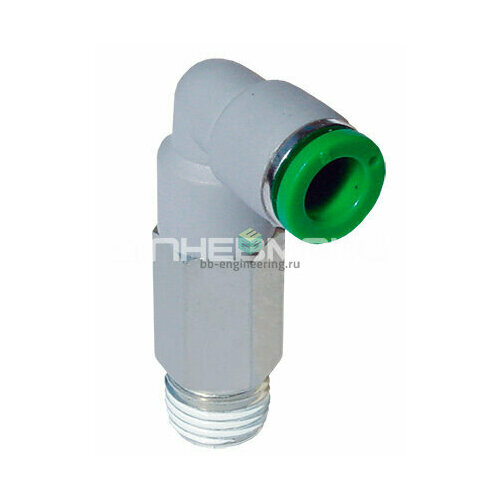 T22LC0618 PNEUMAX - Штуцер угловой удлинённый с нар. резьбой цанговый R1/8-6 мм