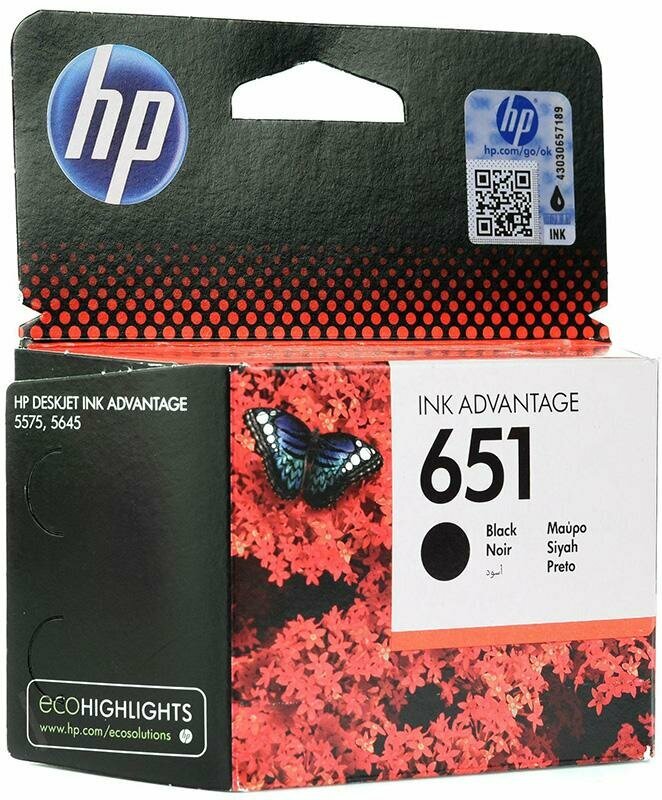 Картридж струйный HP 651 C2P10AE чер. для DJ 5575/5645