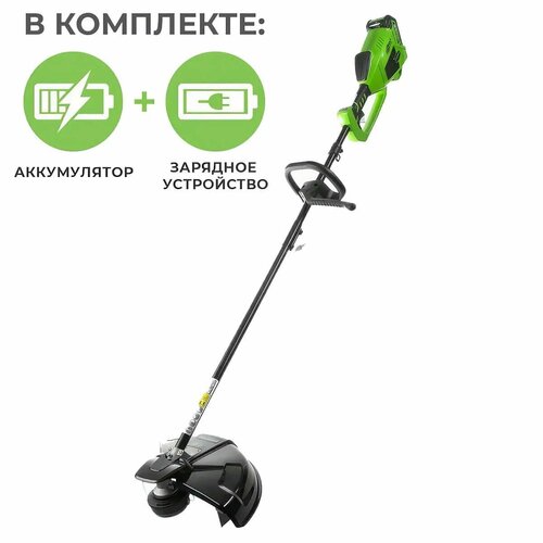 Аккумуляторный триммер Greenworks GD40BCK2U бесщеточный 40V с АКБ 2 Ач USB + ЗУ бесщеточный аккумуляторный триммер интерскол мка 34 36в 702 4 2 70 c 2 акб 4 ач и зу