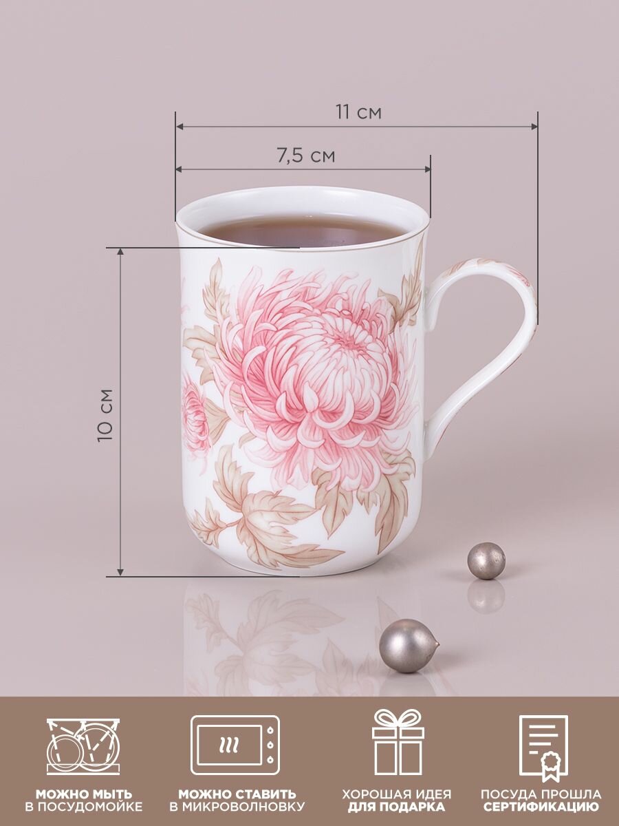 Кружка Lefard "Астра", 350 мл, для чая и кофе, фарфоровая, с рисунком — фото 1