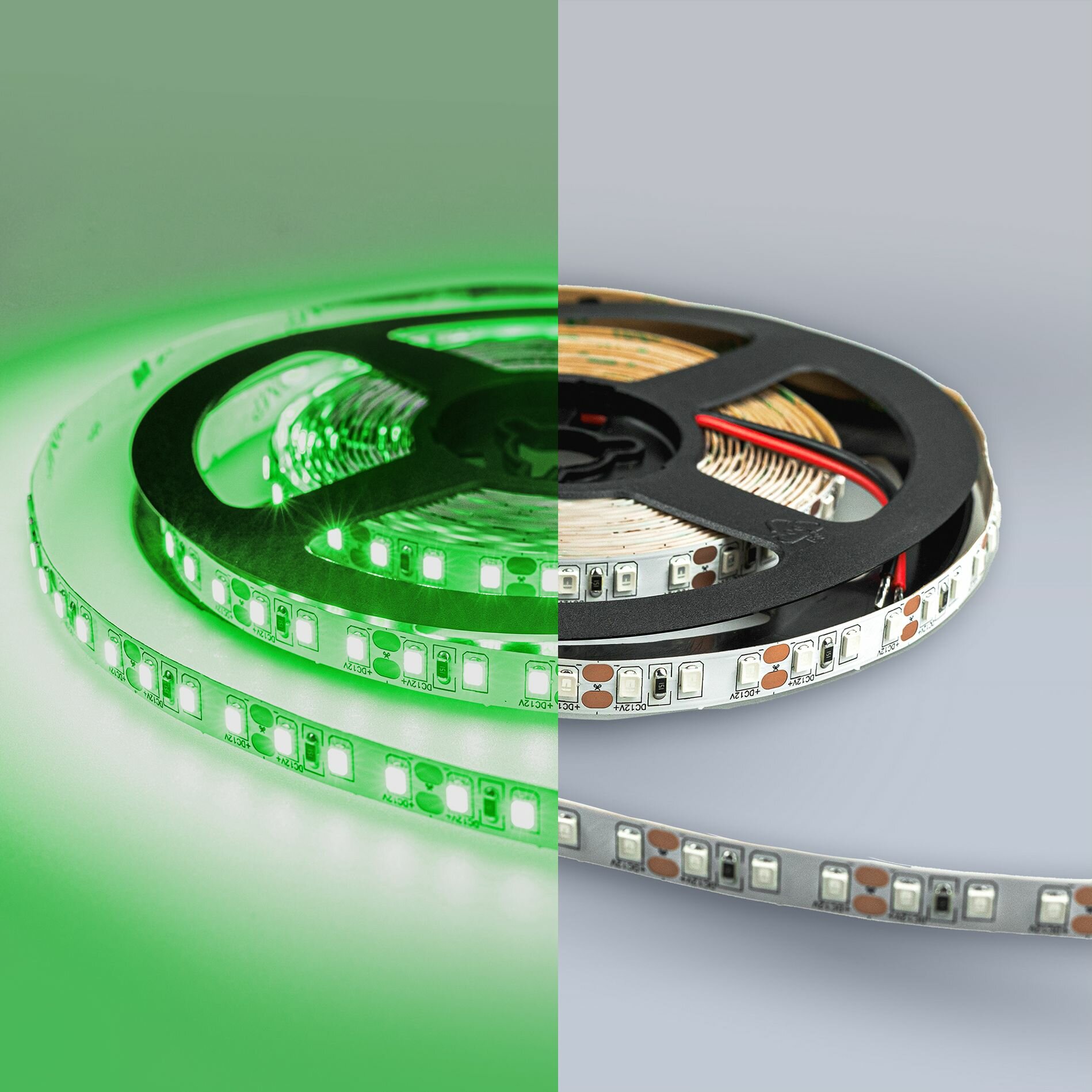 Светодиодная лента LUX "Eleganz 12В", 9,6 Вт 2835, 120 LED, IP20 Зеленый свет, 10м