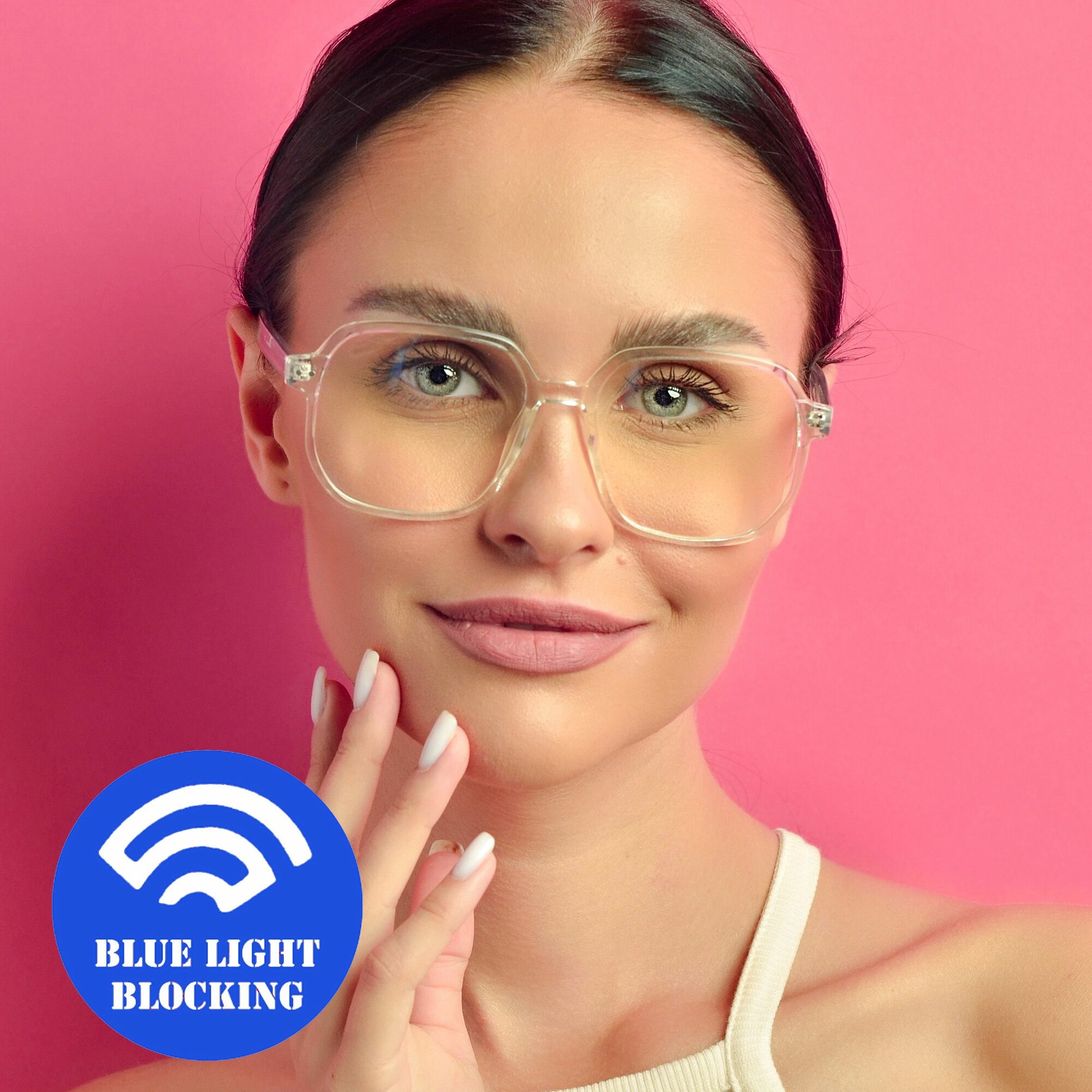 Квадратные очки BLUE BLOCKER для работы за компьютером MATSUDA 2708 C3, компьютерные, без футляра, цвет прозрачный белый