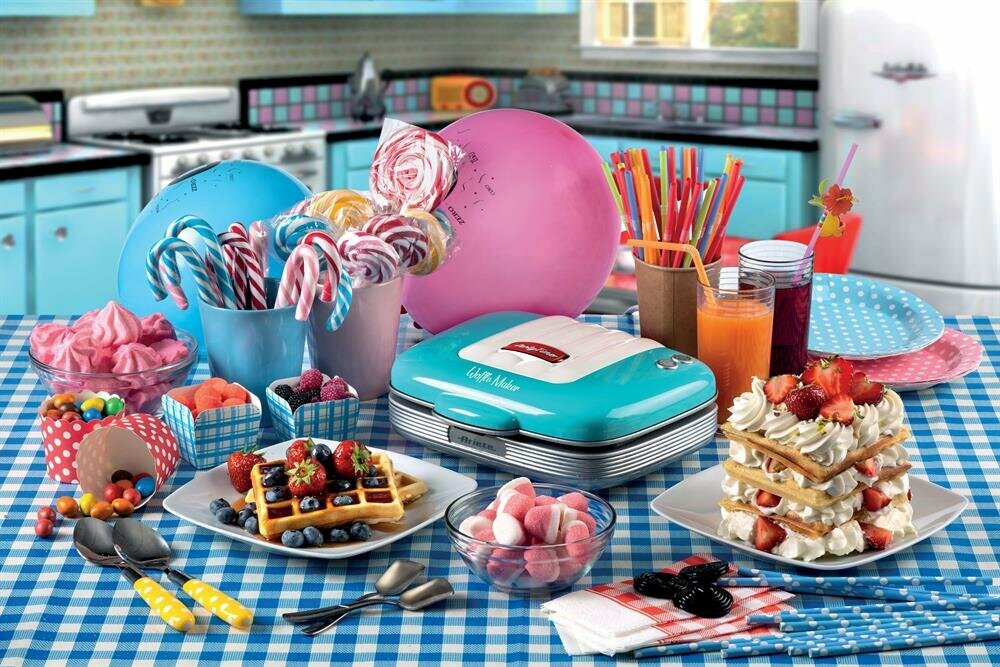 Вафельница Ariete 1973 Цвет: Синий; Мощность: 700 Вт; Антипригарное покрытие — фото 1