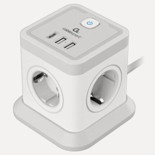 Изображение товара Сетевой фильтр Cablexpert Tower 4 розетки, 10А, 1xType-C PD, 20Вт, 2хUSB, 2м, белый, коробка (TWR-4-CU2-W-2)